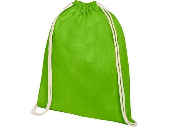 Рюкзак со шнурком Oregon из хлопка плотностью 140 г/м², лайм, арт. 021634303