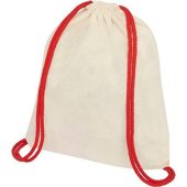 Рюкзак со шнурком Oregon, имеет цветные веревки, изготовлен из хлопка плотностью 100 г/м², красный, арт. 021640103