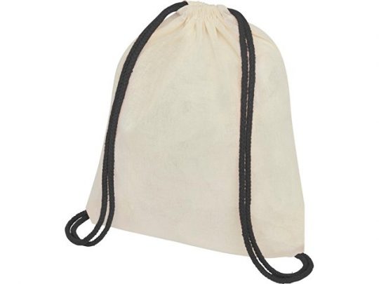 Рюкзак со шнурком Oregon, имеет цветные веревки, изготовлен из хлопка плотностью 100 г/м², черный, арт. 021639903