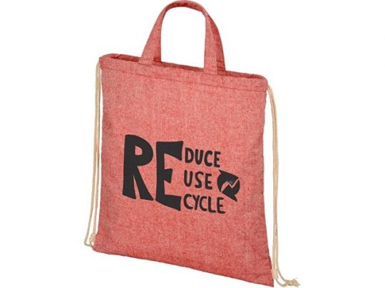 Рюкзак со шнурком Pheebs из 210 г/м² переработанного хлопка, красный яркий, арт. 021637003