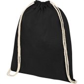 Рюкзак со шнурком Oregon из хлопка плотностью 140 г/м², черный, арт. 021634903