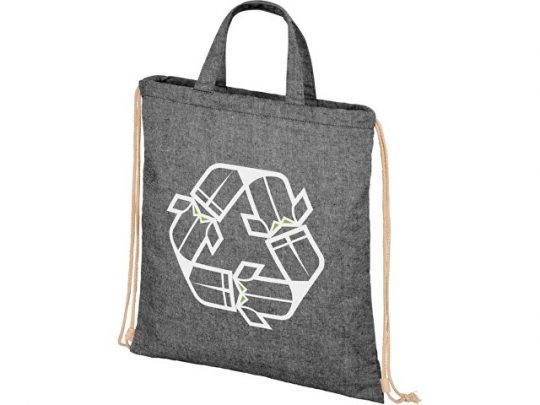 Рюкзак со шнурком Pheebs из 210 г/м² переработанного хлопка, черный, арт. 021637103