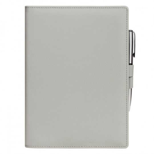 Ежедневник-портфолио Clip, серый, обложка soft touch, недатированный кремовый блок, подарочная коробка, в комплекте ручка Tesoro