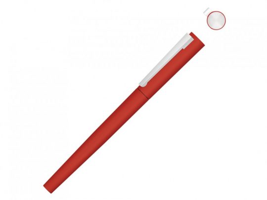 Ручка металлическая роллер Brush R GUM soft-touch с зеркальной гравировкой, красный, арт. 023061703
