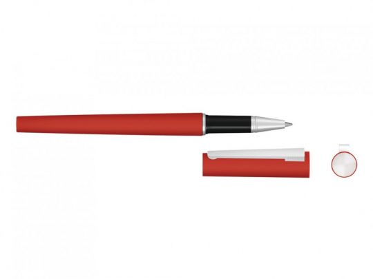 Ручка металлическая роллер Brush R GUM soft-touch с зеркальной гравировкой, красный, арт. 023061703