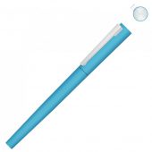 Ручка металлическая роллер Brush R GUM soft-touch с зеркальной гравировкой, голубой, арт. 023061403