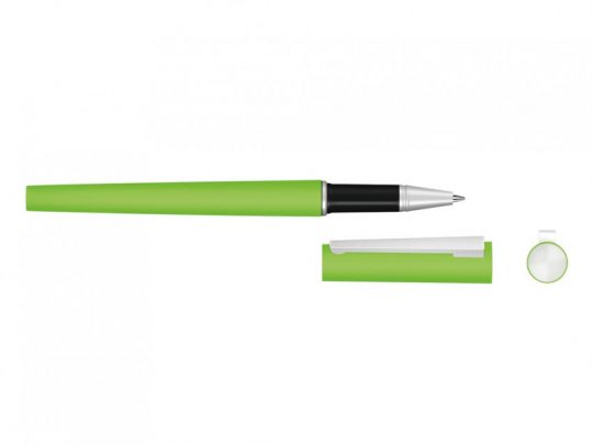 Ручка металлическая роллер Brush R GUM soft-touch с зеркальной гравировкой, зеленое яблоко, арт. 023061803