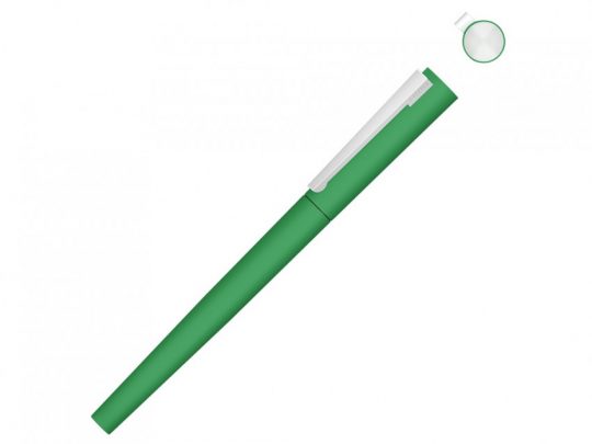 Ручка металлическая роллер Brush R GUM soft-touch с зеркальной гравировкой, зеленый, арт. 023061903