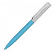 Ручка металлическая шариковая Bright GUM soft-touch с зеркальной гравировкой, голубой, арт. 023059603