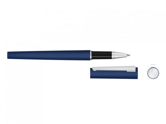 Ручка металлическая роллер Brush R GUM soft-touch с зеркальной гравировкой, темно-синий, арт. 023061603