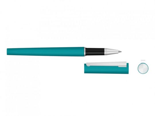 Ручка металлическая роллер Brush R GUM soft-touch с зеркальной гравировкой, бирюзовый, арт. 023062603