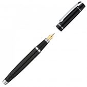 Ручка металлическая перьевая VIP F с зеркальной гравировкой, черный, арт. 023062703