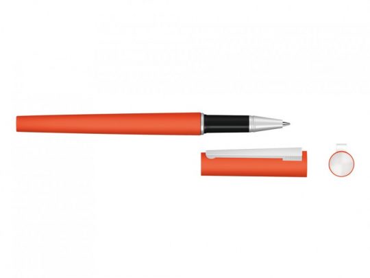 Ручка металлическая роллер Brush R GUM soft-touch с зеркальной гравировкой, оранжевый, арт. 023062503