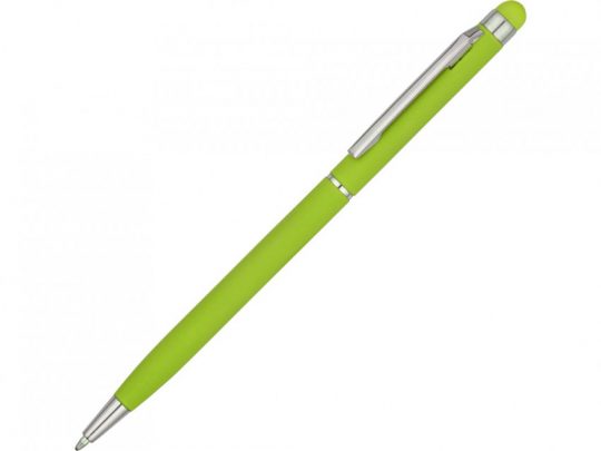Ручка-стилус шариковая Jucy Soft с покрытием soft touch, зеленое яблоко, арт. 023040503