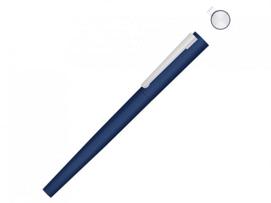 Ручка металлическая роллер Brush R GUM soft-touch с зеркальной гравировкой, темно-синий, арт. 023061603