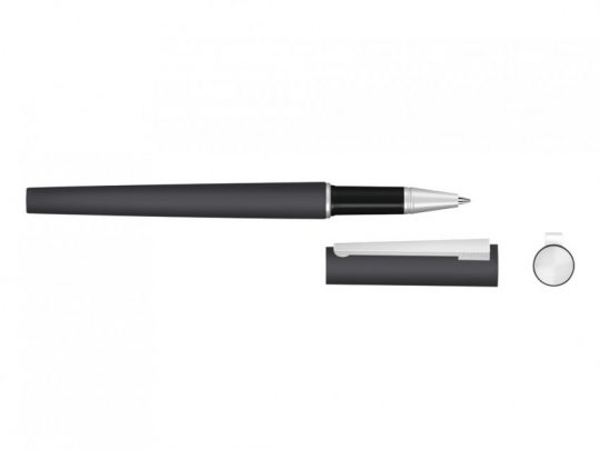Ручка металлическая роллер Brush R GUM soft-touch с зеркальной гравировкой, черный, арт. 023062003