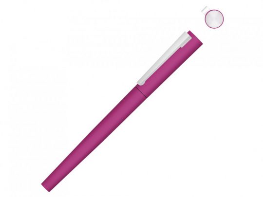 Ручка металлическая роллер Brush R GUM soft-touch с зеркальной гравировкой, розовый, арт. 023062403