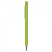 Ручка-стилус шариковая Jucy Soft с покрытием soft touch, зеленое яблоко, арт. 023040503