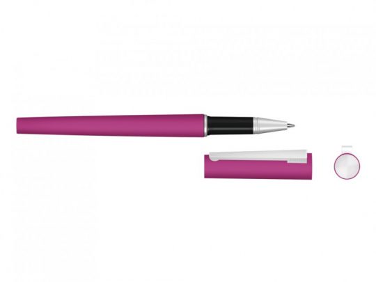 Ручка металлическая роллер Brush R GUM soft-touch с зеркальной гравировкой, розовый, арт. 023062403