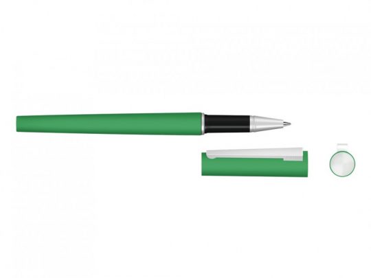 Ручка металлическая роллер Brush R GUM soft-touch с зеркальной гравировкой, зеленый, арт. 023061903