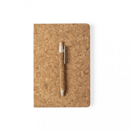 Блокнот с ручкой,Set Minsor,24 x1,8×19,5см, 282 гр,твердая обложка,натур.пробка/пшеница/ABS