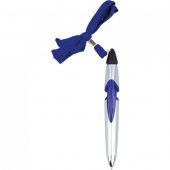 Ручка шариковая на шнуре серебристая/синяя, арт. 023614003