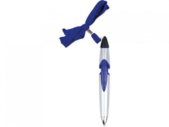 Ручка шариковая на шнуре серебристая/синяя, арт. 023614003