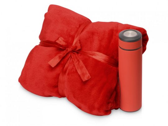Подарочный набор с пледом, термосом Cozy hygge, красный, арт. 023587903
