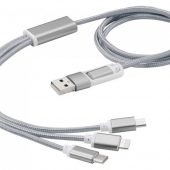 Универсальный зарядный кабель 3-в-1 с двойным входом, серебристый, арт. 023797803