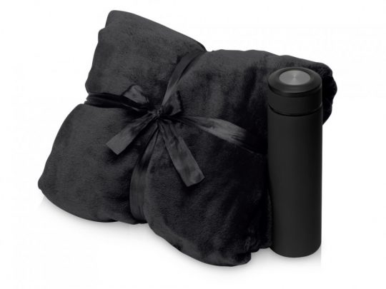 Подарочный набор с пледом, термосом Cozy hygge, черный, арт. 023795203