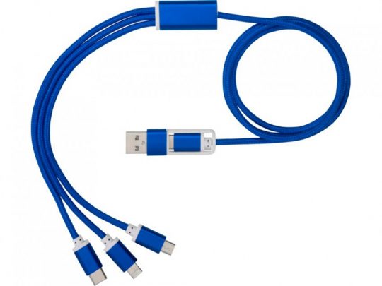 Универсальный зарядный кабель 3-в-1 с двойным входом, синий, арт. 023797703
