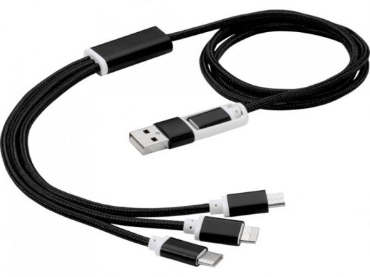 Универсальный зарядный кабель 3-в-1 с двойным входом, черный, арт. 023797903