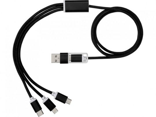 Универсальный зарядный кабель 3-в-1 с двойным входом, черный, арт. 023797903