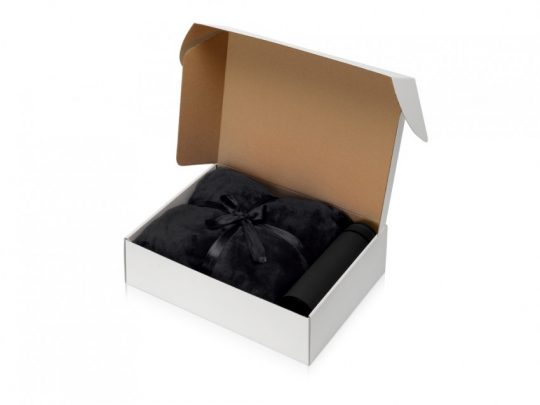 Подарочный набор с пледом, термосом Cozy hygge, черный, арт. 023795203