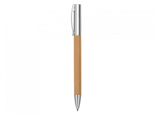 Ручка бамбуковая шариковая Saga, хром/бамбук, арт. 023923203