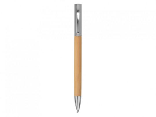 Ручка бамбуковая шариковая Saga, хром/бамбук, арт. 023923203