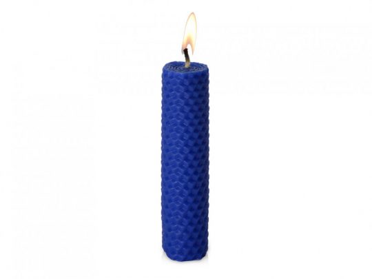 Свеча из вощины 3 х 12,5 см с деревянным ярлыком, синий, арт. 023964703