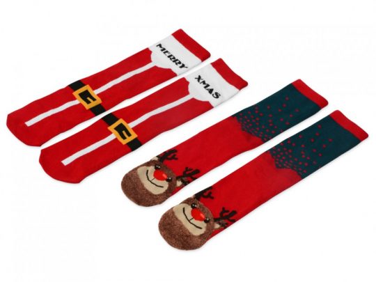 Набор носков с рождественской символикой в мешке женские, 2 пары, красный (36-39), арт. 023925603