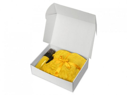 Подарочный набор с пледом, термокружкой и миндалем в шоколадной глазури Tasty hygge, желтый, арт. 023958003