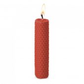 Свеча из вощины 3 х 12,5 см с деревянным ярлыком, красный, арт. 023964603
