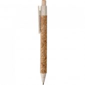 Ручка из пробки и переработанной пшеницы шариковая Mira, пробка/бежевый, арт. 023960503