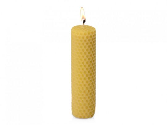 Свеча из вощины 3,5 х 12,5 см с деревянным ярлыком, желтый, арт. 023964803