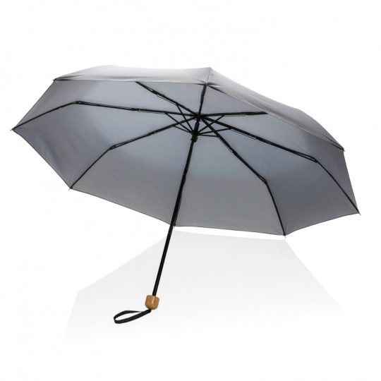 Компактный зонт Impact из RPET AWARE™ с бамбуковой ручкой, 20.5″, арт. 023880706
