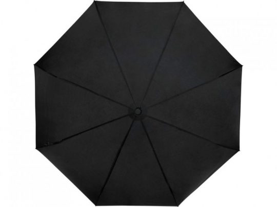 Birgit, складной ветроустойчивой зонт диаметром 21 дюйм из переработанного ПЭТ, черный, арт. 024145203