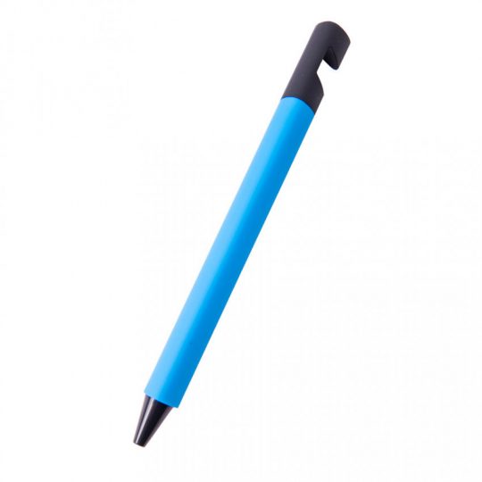 N5 soft, ручка шариковая, голубой/черный, пластик,soft-touch, подставка для смартфона