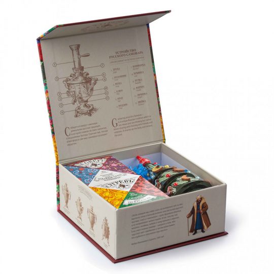 Набор подарочный  «Сугревъ. Россия» из 2-х коробочек с листовым чаем и ёлкой-матрешкой