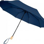 Birgit, складной ветроустойчивой зонт диаметром 21 дюйм из переработанного ПЭТ, темно-синий, арт. 024145103