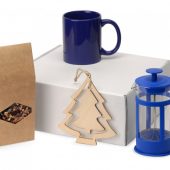 Подарочный набор с чаем, кружкой, френч-прессом и новогодней подвеской Чаепитие, синий, арт. 024059403