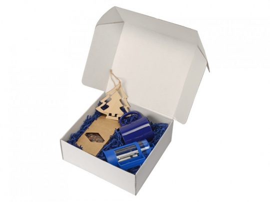 Подарочный набор с чаем, кружкой, френч-прессом и новогодней подвеской Чаепитие, синий, арт. 024059403
