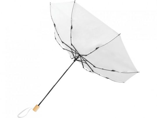 Birgit, складной ветроустойчивой зонт диаметром 21 дюйм из переработанного ПЭТ, белый, арт. 024145003